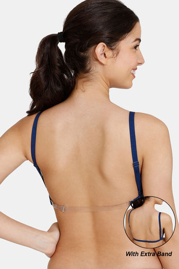 Buy Zivame Beautiful Basics Double Layered Non Wired Full Coverage Backless Bra - Blue Depth